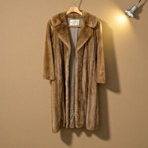 Vintage 1960's Philip Reiner Blonde Mink Fur Swing Coat 46" Length 3 Pockets EUC
